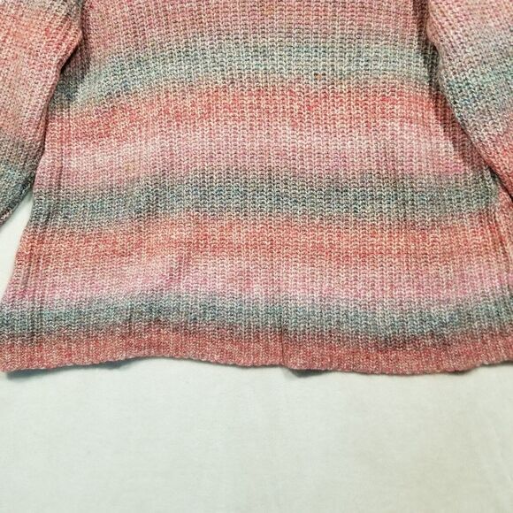 J. Jill Womens XLP Petite Sweater Crew Neck Wool Blend Ombre Striped Pink Gray - Picture 2 of 9